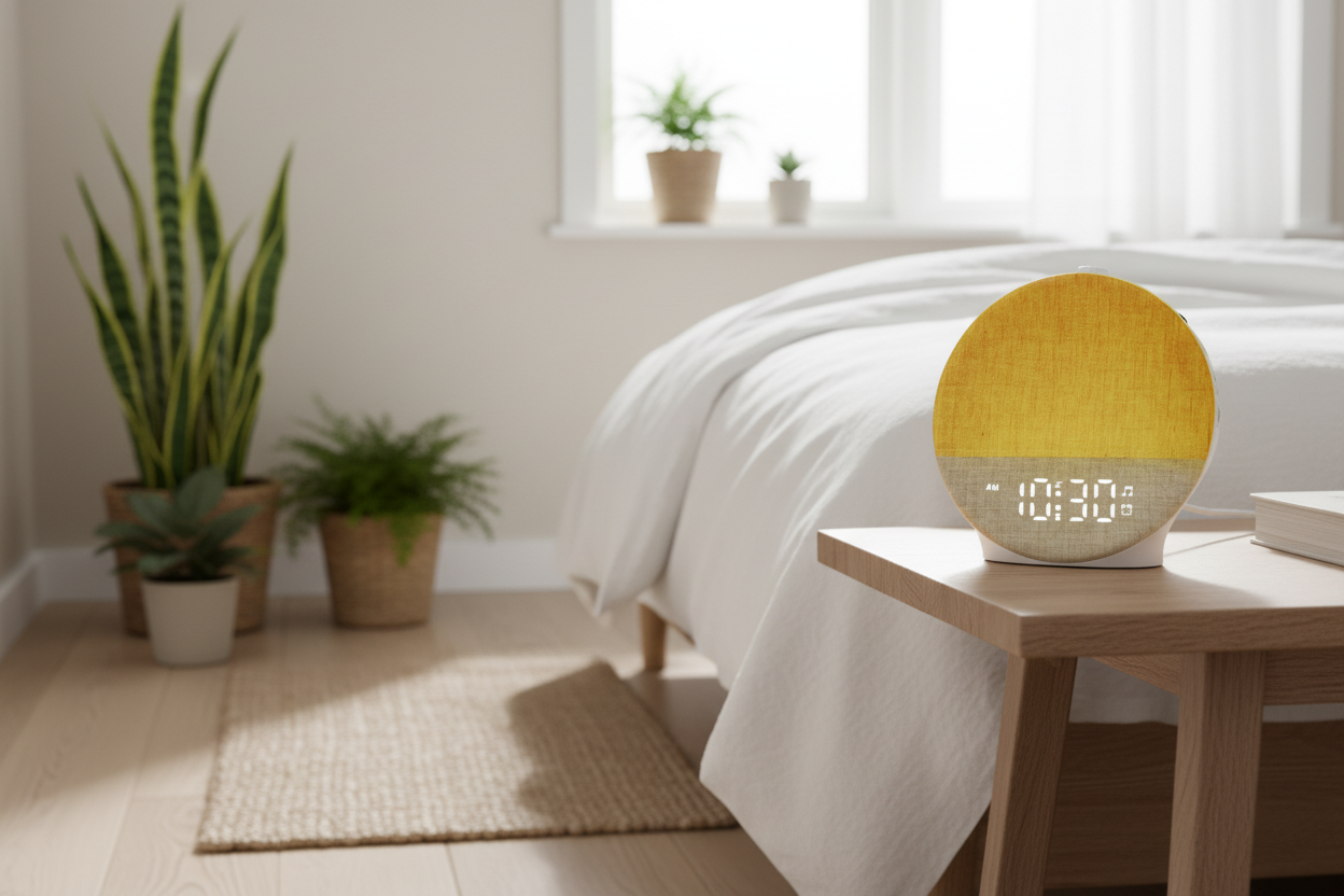Smart Sleep System on bedside table in modern bedroom